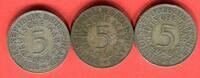 Bundesrepublik Deutschland 3 x 5 DM - Deutsche Mark Silberadler Lot D F J - kompletter Jahrgangssatz -