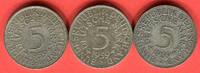Bundesrepublik Deutschland 3 x 5 DM - Deutsche Mark Silberadler Lot D G J - kompletter Jahrgangssatz -