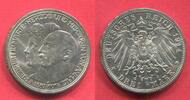 Anhalt Dessau Deutschland Germany 3 Mark 1914 25. Hochzeitstag von Friedrich II. und Marie von Baden Silberhochzeit Unc toned