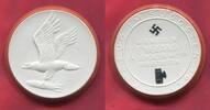 Porzellan Medaille Weiß  Meissner 1941 Deutschland Germany 1933 - 1945 Feldzug im Südosten England Schlagen  Farbapplikation Braun Schwarz Wie he...