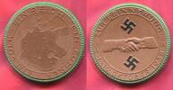 Deutschland Germany 1933 - 1945 Porzellan Medaille Braun Meissner 1938 Erinnerung 1. - 10. Oktober Sudetengebiet Farbapplikation Grün Schwarz Por...