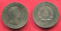 Deutsche Demokratische Republik DDR 10 Mark Silbergedenkmünze 1966 125. Todestag von Karl Friedrich Schinkel unc toned