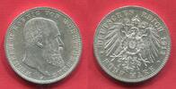 Württemberg 5 Mark Silbermünze 1913 Kursmünze, König Wilhelm II AU-Unc min scr.