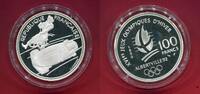 Frankreich 100 Francs Silbermünze Olympische Winterspiele 1992 Albertville - Bob -