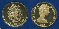 100 Dollars Gold 1978 Salomonen Salomon Solomon Inseln Islands Attainment of Sovereignty Polierte Platte in Franklin Mint Coincard Versiegelt