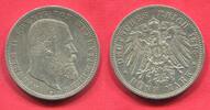 Württemberg 5 Mark Silbermünze 1895 Kursmünze, König Wilhelm II AU-Unc min cleaned