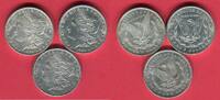 USA, United States of Amerika, Vereinigte Staaten 3 x 1 Dollar Silber Lot von 3 x 1 $ Morgan Typ - Sehr hübsche Erhaltungen -