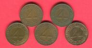 Weimarer Republik 5 x 4 Reichspfennig Brüning Taler Lot - ohne E -