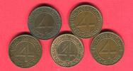Weimarer Republik 5 x 4 Reichspfennig Brüning Taler Lot - ohne E -