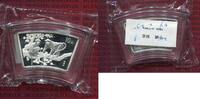 China Volksrepublik PRC 10 Yuan Lunar Serie 2004 1 Unze Silber Jahr des Affen Monkey Lunar Serie Fächermünze BU* with coa and box