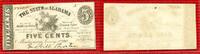 CSA State of Alabama 5 Cents Banknote Alabama 5 Cents 1863 Handausgefüllt -
