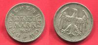 Weimarer Republik Deutsches Reich 3 Mark Silber Kursmünze Kursmünze Drei ausgeschrieben -