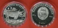 Nordkorea 5 Won 2002 Gefährdete Tierwelt - Kouprey - Asiatisches Wildrind proof in capsule with certificate