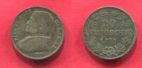 3 Baiocchi 1865 R Päpstliche Staaten Kirchenstaat Papal States Papst Pius IX. Vatikan vz patina