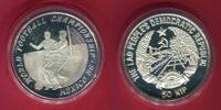 Laos 50 Kip Silbermünze Fußball-WM 1986 Mexico -