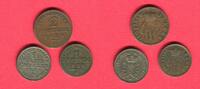Schaumburg Lippe 2 x 1 und 1 x 2 Pfennig Lot 1858 Hübsches Kleinmünzen-Lot - Drei Münzen Lot, bitte Bilder ansehen
