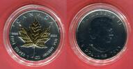Kanada 5 Dollars Silbermünze mit Goldapplikation Maple Leaf - Ahornblatt -