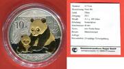 China 10 Yuan Silbermünze Panda (1 oz) mit 24 Karat Teilvergoldung -