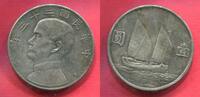China Republik Junk Dollar 1 Yuan Silber Sun Yat-sen Dschunke Junk Dollar -
