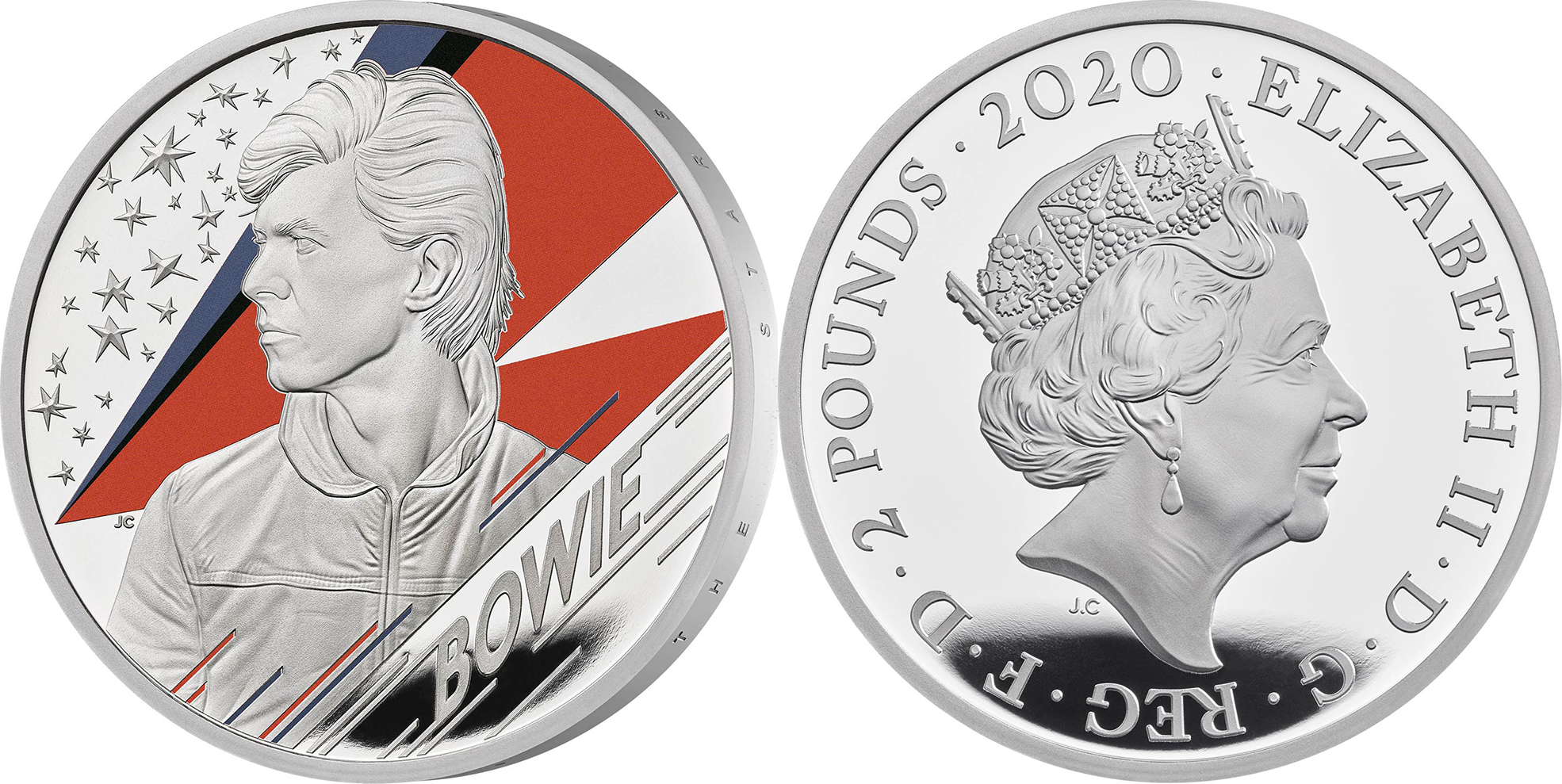 DAVID BOWIE Music Legends 1 Oz Silver Coin 2 Pounds United