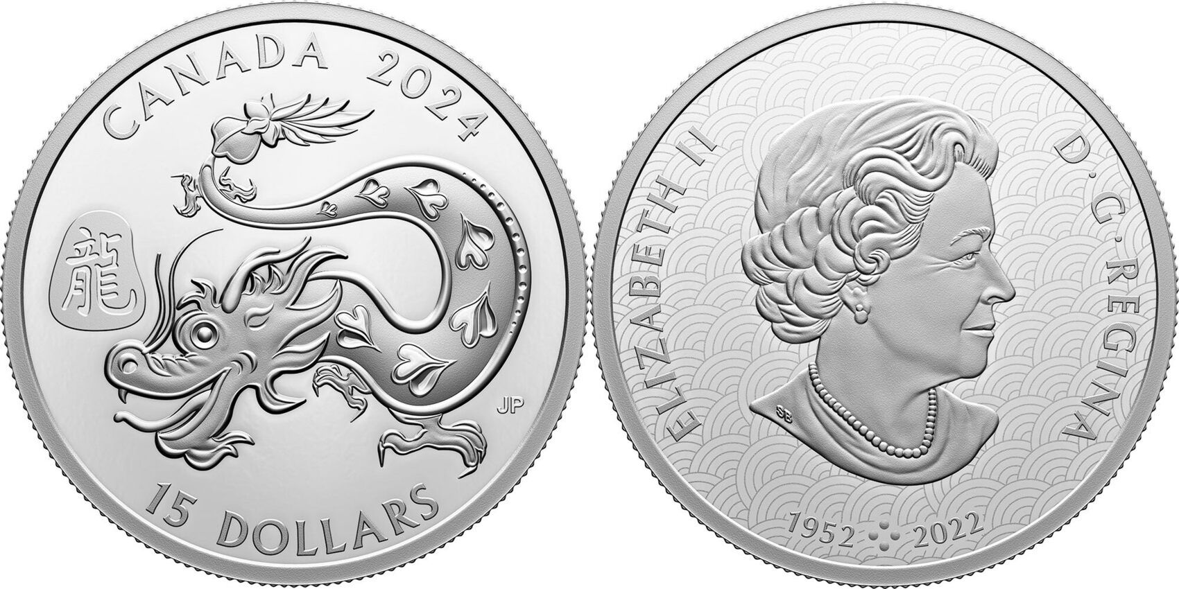 15 Dollars DRAGON Lunar Year 1 Oz Silver Coin 15 Canada 2024 Proof   Combined5866 