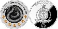 1 Dollar YEAR OF THE SNAKE 7 Elements Silver Coin 1$ Niue 2025 Proof