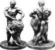 SAMSON VS LION 5 Oz Silver Statue Antique Finish