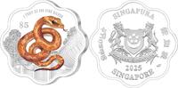 Singapore 5 Dollars SNAKE Lunar Year Colored 1 Oz Silver Coin 5$ Singapore 2025 -