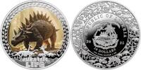 Liberia 10 Dollars STEGOSAURUS Jurassic Life 1 Oz Silver Coin 10$ Liberia 2025 -