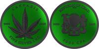 Chad 5000 Francs CANNABIS Cyber Green Black Plating 1 Oz Silver Coin 5000 Francs Chad 2024 -