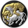 Liberia 25 Dollars LION VS BULL Gilded 2 Oz Silver Coin 25$ Liberia 2026 -