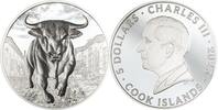 5 Dollars WRATH Seven Deadly Sins Bull 1 Oz Silver Coin 5$ Cook Islands 2025 Proof