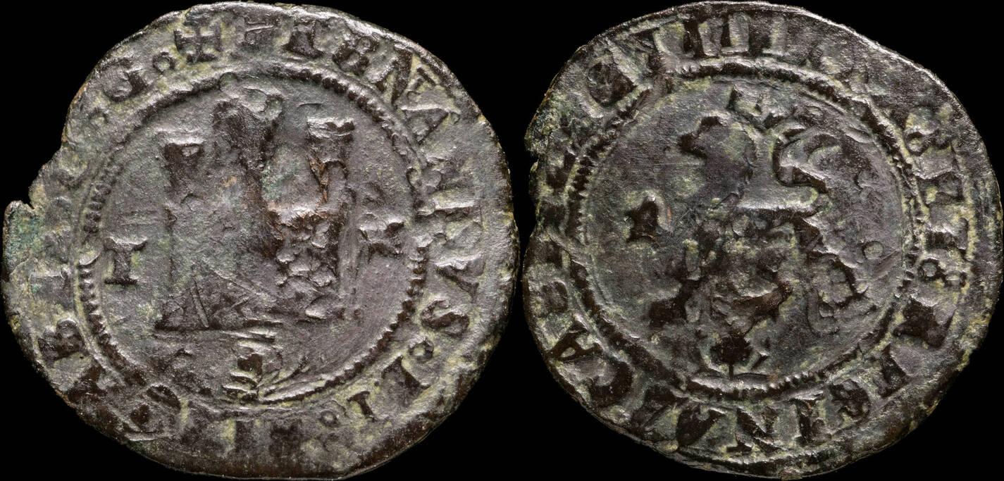 HOUSE OF TRASTAMARA 2 Maravedis Catholic Kings, Toledo Mint (BMM 2360) - 24  mm / 4.83 gr. | MA-Shops