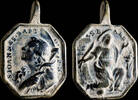 RELIGIOUS MEDALS  Religious medal XVI-XVII centuries, S. john Baptist / S. Barbara - 33x23 mm. VF