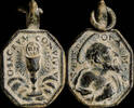 RELIGIOUS MEDALS  Religious medal XVI-XVII centuries, S. Sacramento / S. Jerome - 25x16 mm. VF