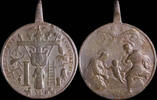 RELIGIOUS MEDALS  Religious medal XVI-XVII centuries, S. Familia / Arma Christi - 47x37 mm. VF
