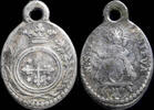 RELIGIOUS MEDALS  18th century silver religious medal, V de Nieva / Dominican Shield - 21x14 mm. VF