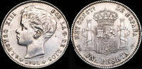 SPANISH MONARCHY  1901, s Silver Peseta Alfonso XIII (Star 19-01) - 23 m... 30,00 EUR  Excl. 8,00 EUR Verzending