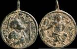 RELIGIOUS MEDALS  Religious medal XVI-XVII centuries, Santa Barbara / San Jeronimo - 44x34 mm. VF