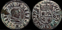 SPANISH MONARCHY  1661, 8 Maravedis Philip IV, Sevilla Mint (A is V inverted) - 20 mm / 2,23 gr. VF