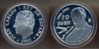 Spanien: 10 Euro 100. Geburtstag von Luis Cernuda 2002 Proof