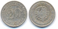 Kaiserreich: Kleinmünzen. 20 Pfennig 1888 D VF