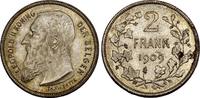 Belgien: 2 Francs 1909 Leopold II, 1865-1909: Prachtexemplar. BU