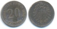 Kaiserreich: Kleinmünzen. 20 Pfennig 1876 F VF Patina