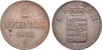 Sachsen: 1 Pfennig 1841 G Friedrich August II, 1836-1854: UNC leichte Kratzer