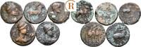 Indien: Kushan Lot 5 x Tetradrachmen Soter Megas, ca. 55-105 VF und VF-s, Fundstücke
