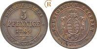 Sachsen: 5 Pfennig 1864 B Johann, 1854-1873: AU