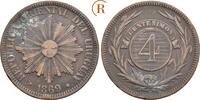 Uruguay: 4 Centsimos 1869 VF