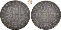 Schweiz Genf: 25 Centimes 1844 VF intereVFante Gravur