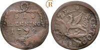 Rostock Stadt: 1 Pfennig 1798 FL VF Schrötlingsfehler